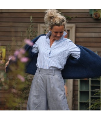 Blouse Marthe -  coton/lin rayée bleu meilleur choix