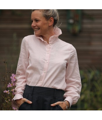 Blouse Marthe -  Dobby de coton tressé rose poudré Les êtres humains sont 