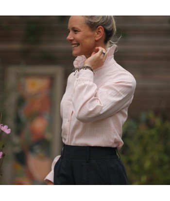 Blouse Marthe -  Dobby de coton tressé rose poudré Les êtres humains sont 