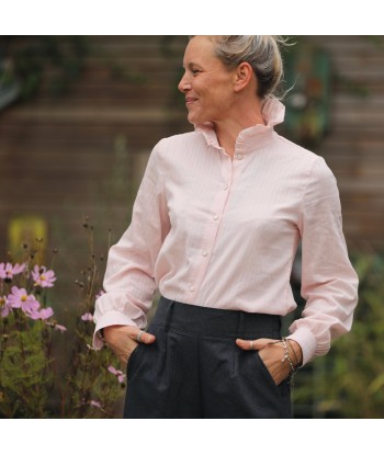 Blouse Marthe -  Dobby de coton tressé rose poudré Les êtres humains sont 