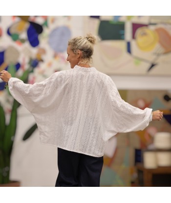 Blouse Miléna - broderie géométrique blanche des créatures d'habitude