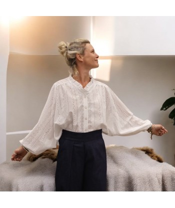 Blouse Miléna - broderie géométrique blanche des créatures d'habitude