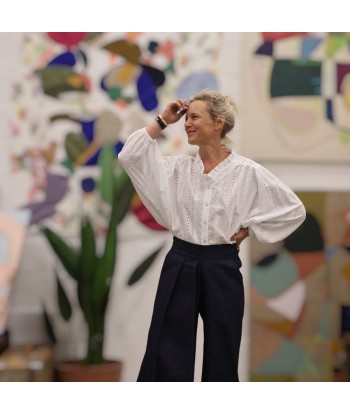 Blouse Miléna - broderie géométrique blanche des créatures d'habitude