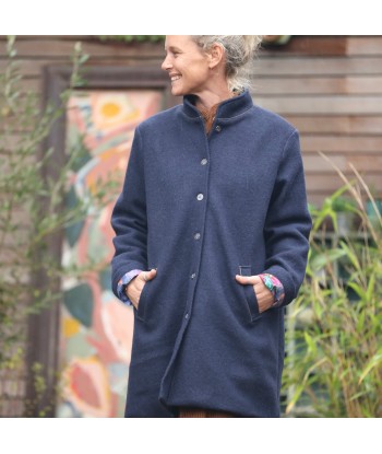 Manteau Paul 3/4 - laine bouillie bleu marine français