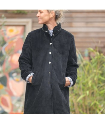 Manteau Paul 3/4 - velours larges côtes noir pas chere