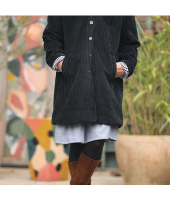 Manteau Paul 3/4 - velours larges côtes noir pas chere