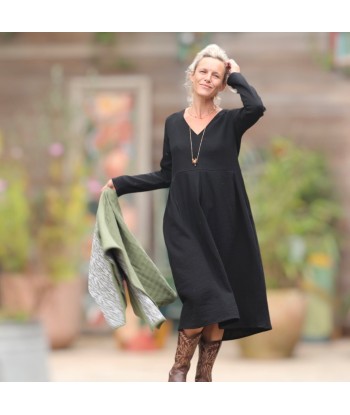 Robe Romane - double gaze de coton noire s'inspire de l'anatomie humaine