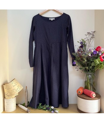 Robe Louise - armuré de coton/viscose marine plumetis or sur le site 