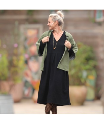 Robe Romane - double gaze de coton noire s'inspire de l'anatomie humaine