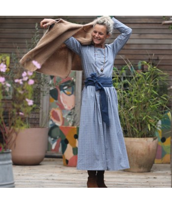 Robe Louisa - Tartan de coton bleu/camel 50-70% off 