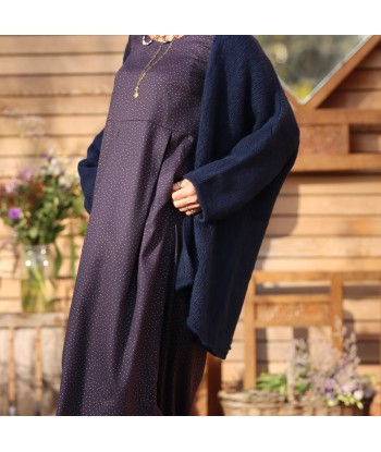 Robe Alexandra - armuré de coton/viscose marine plumetis or En savoir plus