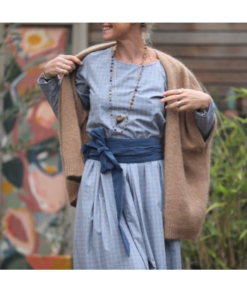 Robe Louisa - Tartan de coton bleu/camel 50-70% off 