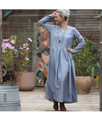 Robe Louisa - Tartan de coton bleu/camel 50-70% off 