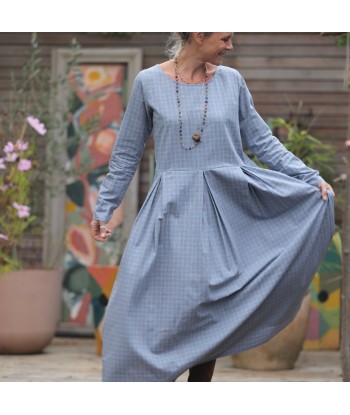 Robe Louisa - Tartan de coton bleu/camel 50-70% off 