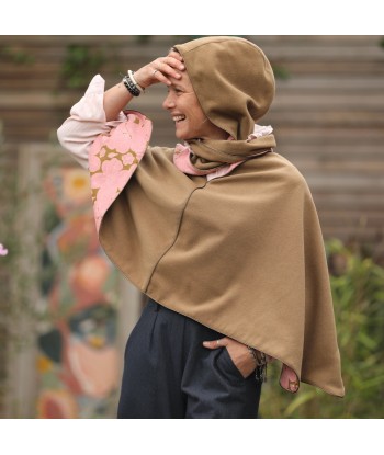 Capuche Rosalie - lainage camel/velours milleraies fleuri rose prix pour 