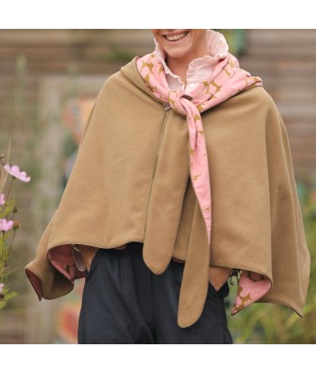 Capuche Rosalie - lainage camel/velours milleraies fleuri rose prix pour 