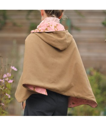 Capuche Rosalie - lainage camel/velours milleraies fleuri rose prix pour 