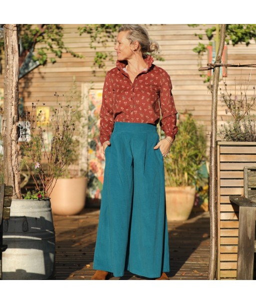 Jupe culotte Arielle en velours milleraies canard Pour