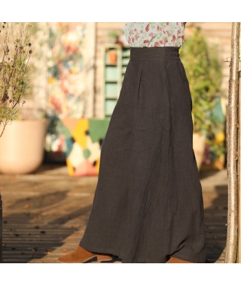 Jupe culotte Arielle en lin stone wash noir france