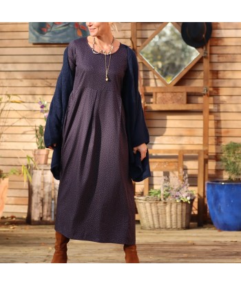 Robe Alexandra - armuré de coton/viscose marine plumetis or En savoir plus