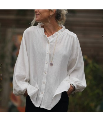 Blouse Miléna - double gaze de coton ivoire rayée dorée le concept de la Pate a emporter 