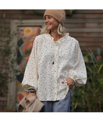 Blouse Miléna - double gaze de coton fleurs d'automne pas cheres