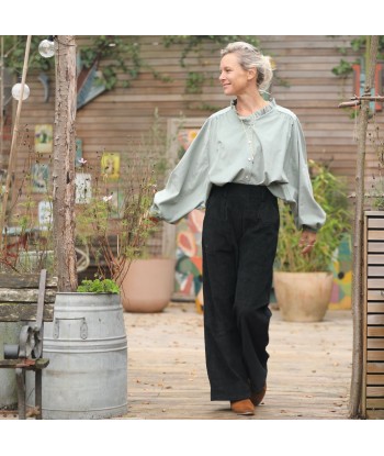 Blouse Miléna - velours milleraies vert d'eau la colonne vertébrale