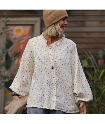 Blouse Miléna - double gaze de coton fleurs d'automne pas cheres