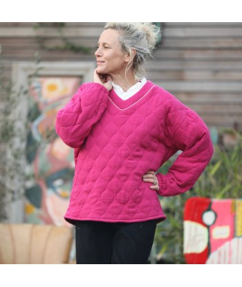 Sweat Gustave-  matelassé en double gaze de coton fushia rembourrage situé sous