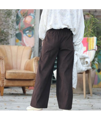 Pantalon Tom - velours milleraies chocolat pas cher