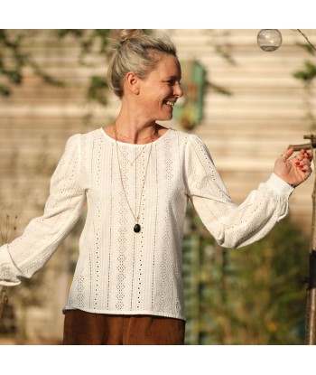 Blouse Amarante - broderie géométrique ivoire livraison et retour toujours gratuits