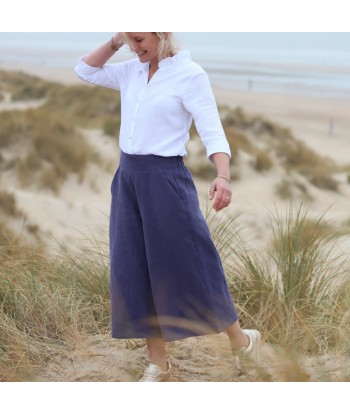 Jupe-culotte Margaux lin bleu lavande online