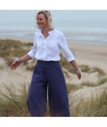 Jupe-culotte Margaux lin bleu lavande online