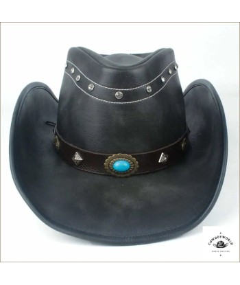 Chapeau de Cowboy Cuir Noir de la marque