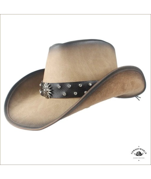 Chapeau de Cowboy Cuir Bi Color Homme Livraison rapide