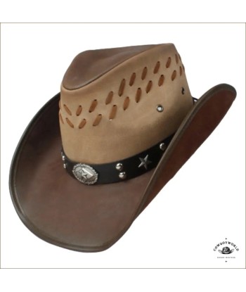 Chapeau de Cowboy Cuir Marron pas chere