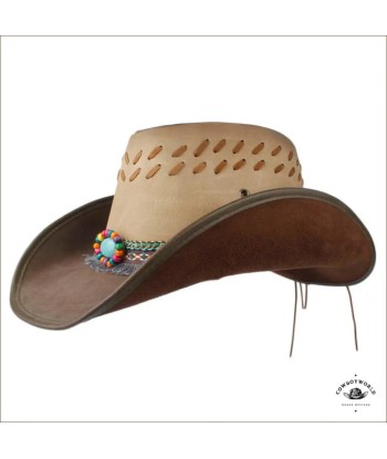 Chapeau de Cowboy Cuir Marron Femme pas cheres