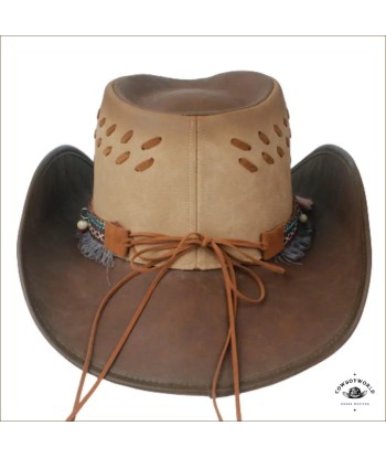 Chapeau de Cowboy Cuir Marron Femme pas cheres