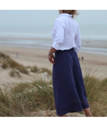 Jupe-culotte Margaux lin bleu lavande online