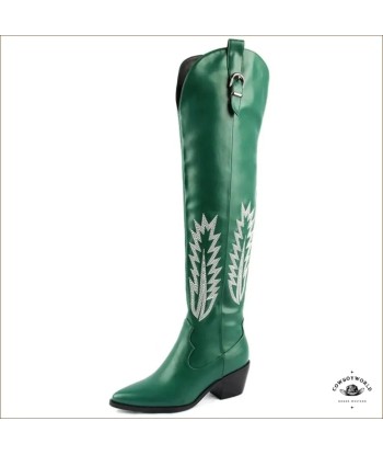 Bottes de Cowboy Femme Vertes de pas cher