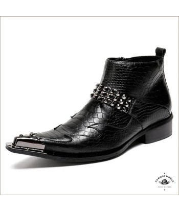 Bottines Cowboy Noires Motifs Gravés hantent personnes