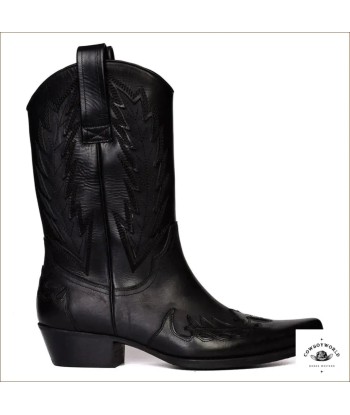 Bottes Noires Cowboy Brodées livraison gratuite