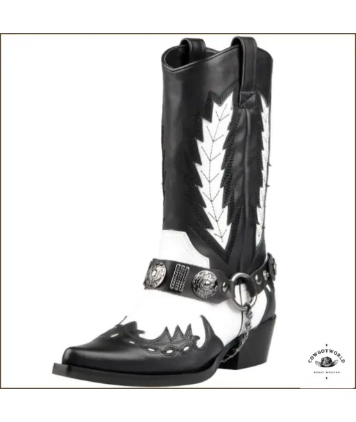 Bottes Western Blanches et Noires pas chere