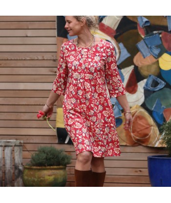 Robe Théa - viscose fleuri coquelicot store