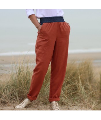 Pantalon Eliot - lin terracotta soldes