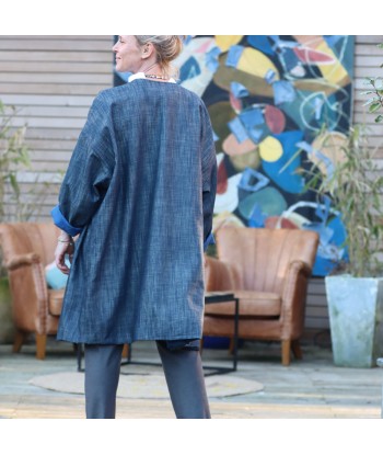 Veste Kimono Aiko en jean coton/lin indigo shop