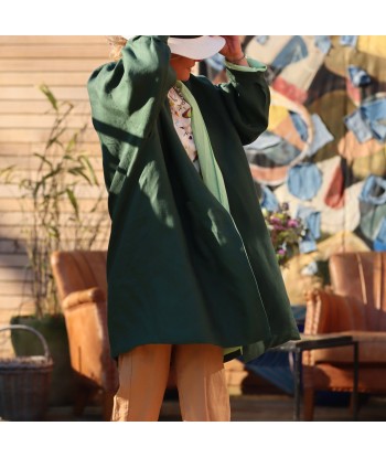 Veste Kimono Aiko en lin vert anglais/lin vert doux Profitez des Offres !