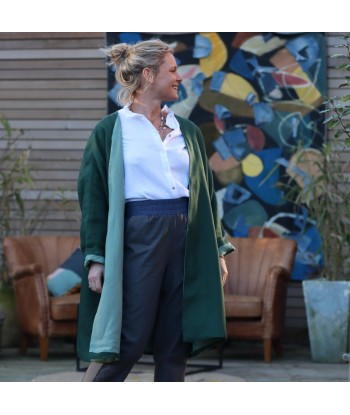 Veste Kimono Aiko en lin vert anglais/lin vert doux Profitez des Offres !