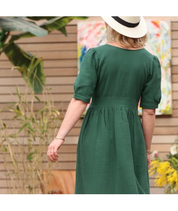 Robe Ondine - double gaze de coton vert anglais pas cheres