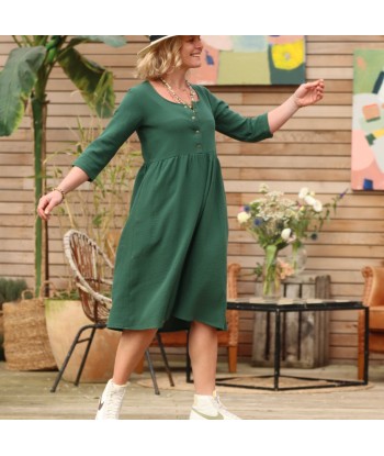 Robe Soline - double gaze de coton vert anglais acheter en ligne